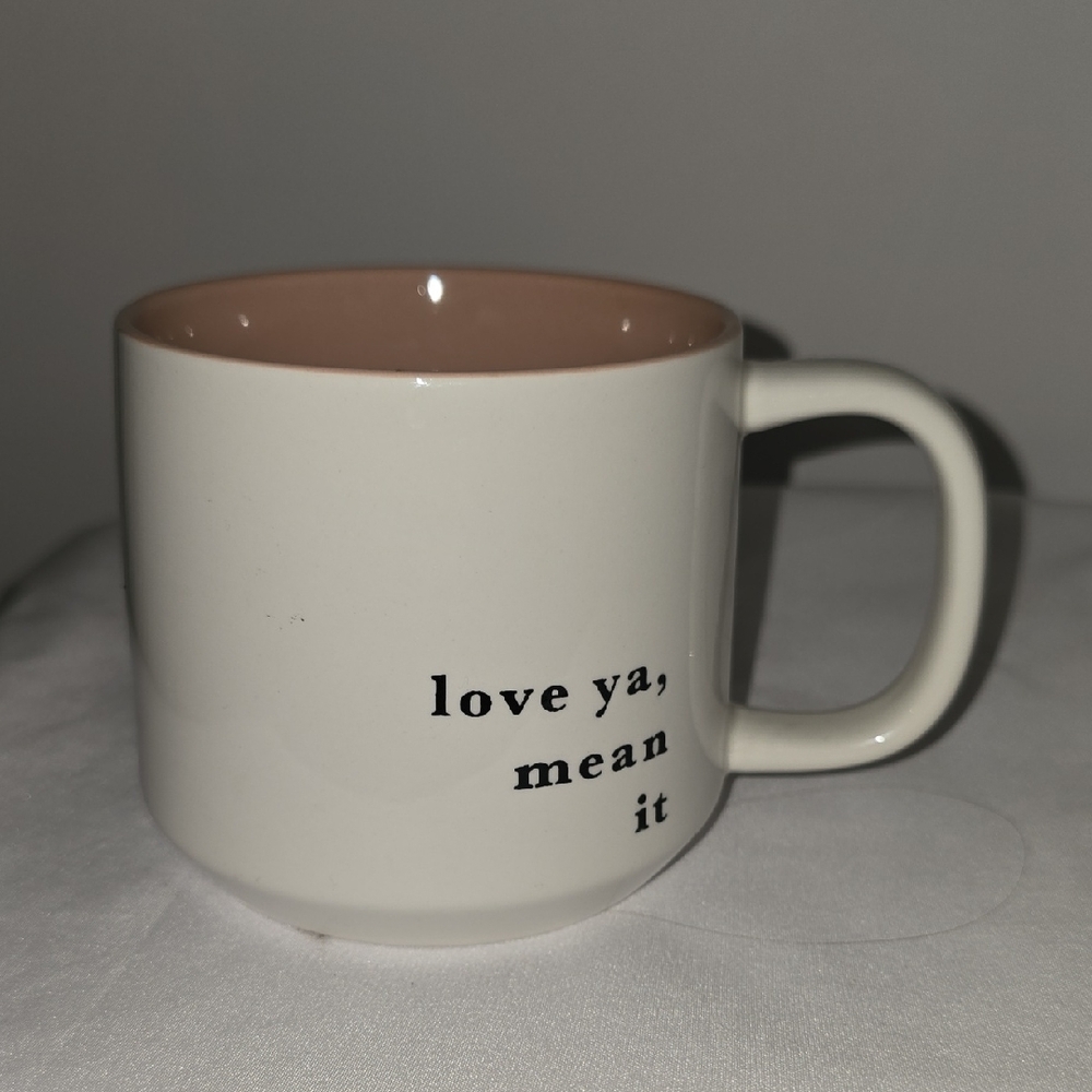 White and Pink Ceramic Mug